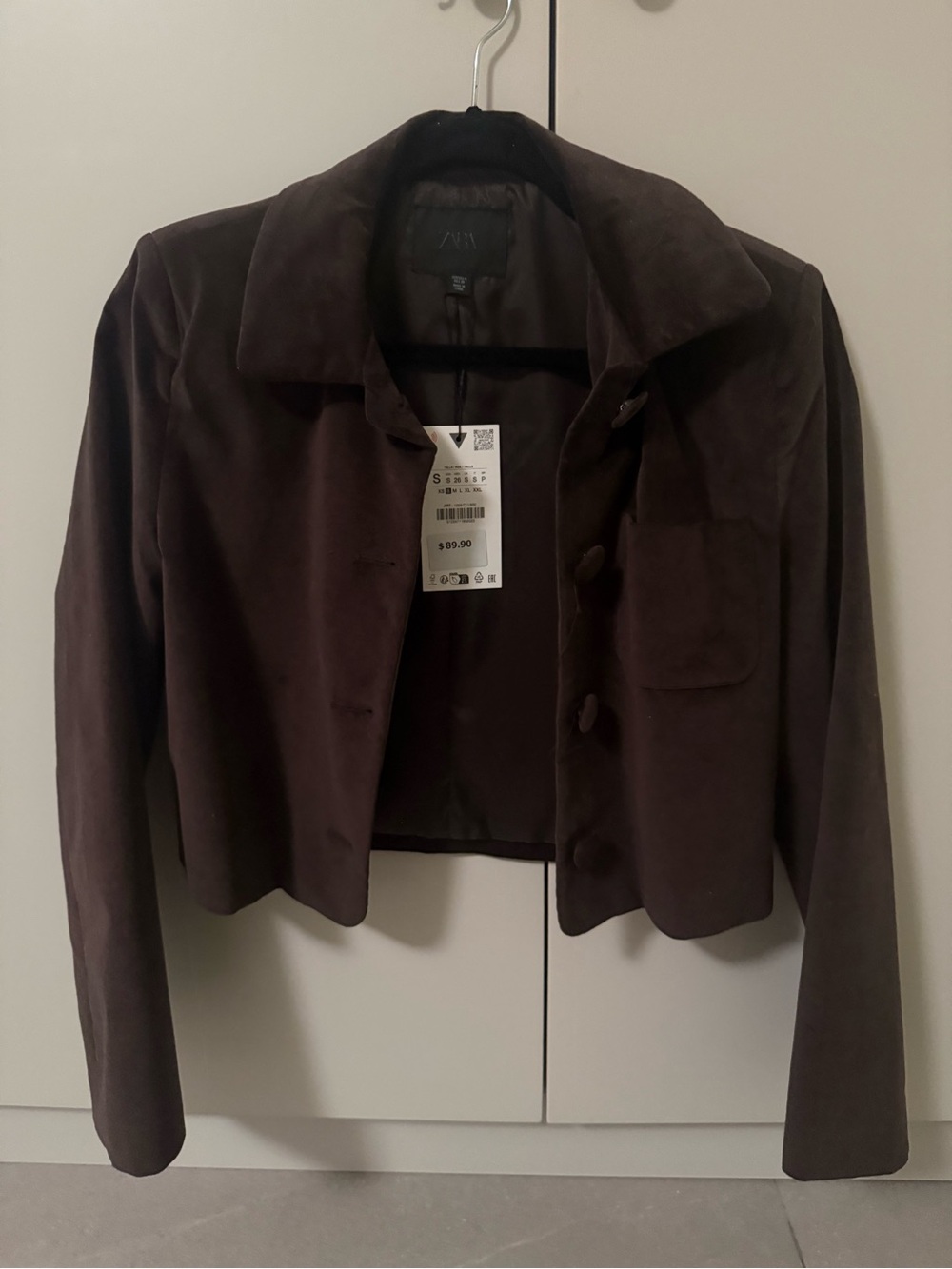 NWT Zara Women's Dark Brown Cropped Button Jacket & Shorts